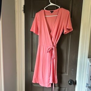 Chic Coral Wrap Dress